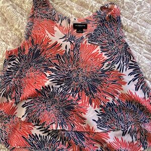 Liz Claiborne Women's Floral Blouse - Coral and Navy